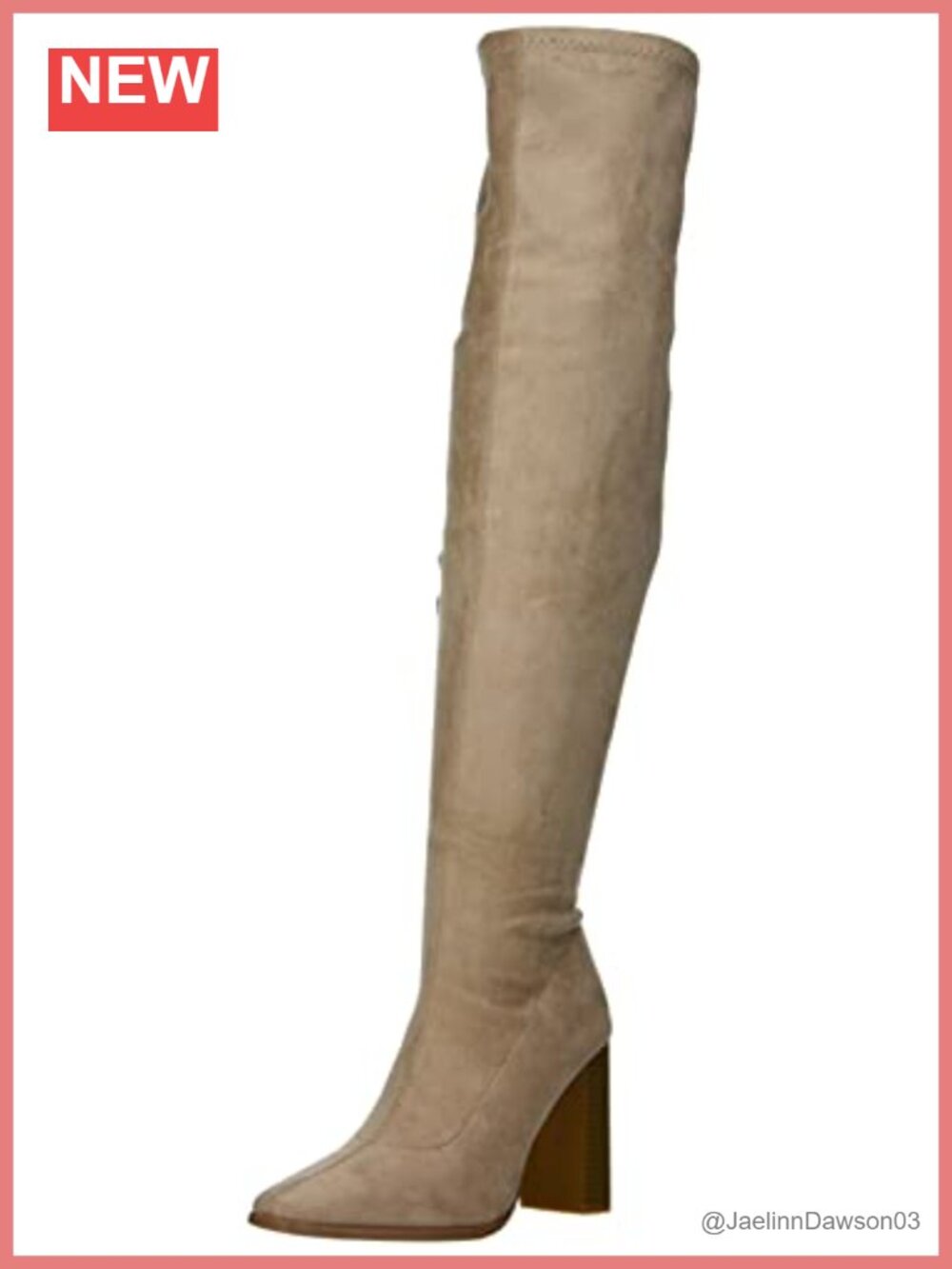 Suede Knee High Boot 3" Stacked Heel Pointy Toe Side Zip